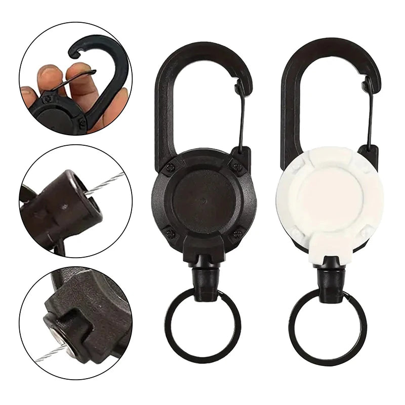 Outdoor Camping Tactics Easy To Pull Buckle Telescopic Buckle Wire Rope Multi-function Key Chain Rebound Anti-loss Rope