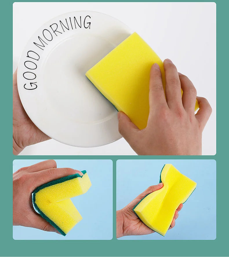 Heavy-Duty Double-Sided Magic Sponge: Tough Grease Cleaner for Motorcycles, Pots & Kitchen Surfaces