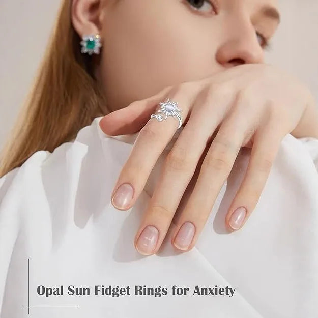Personalized, versatile, rotatable, adjustable to relieve anxiety and stress, Sun Star Moon Ring