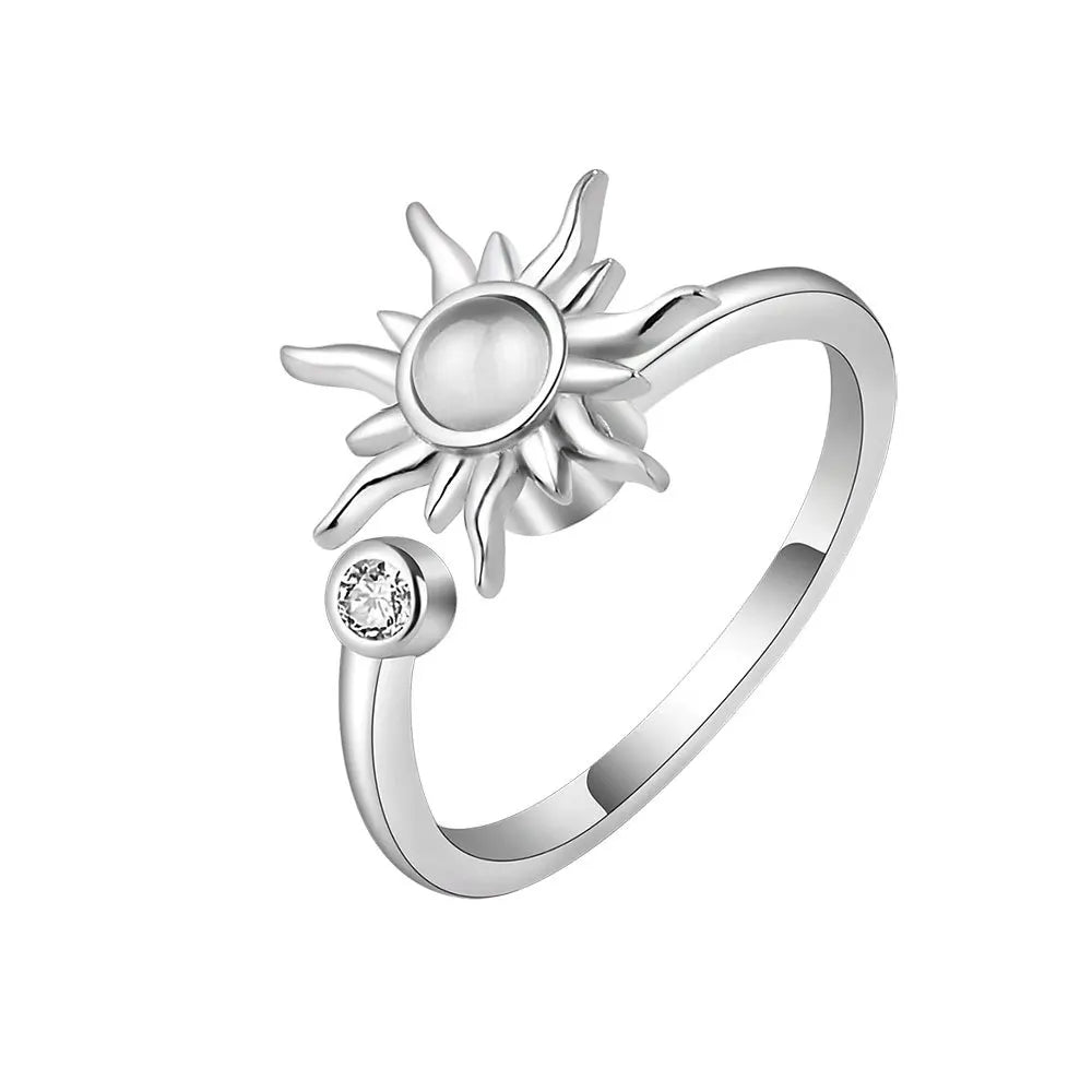 Personalized, versatile, rotatable, adjustable to relieve anxiety and stress, Sun Star Moon Ring