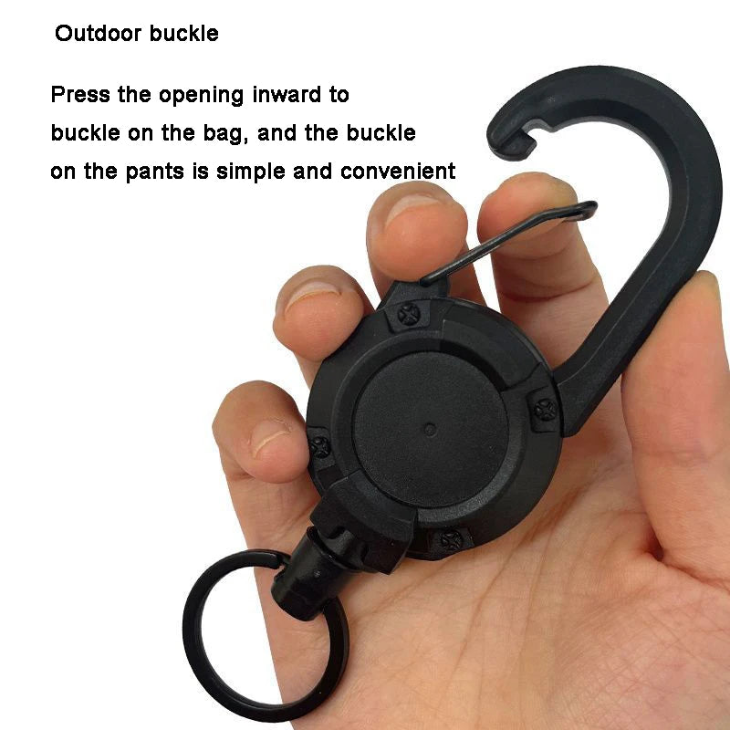 Outdoor Camping Tactics Easy To Pull Buckle Telescopic Buckle Wire Rope Multi-function Key Chain Rebound Anti-loss Rope