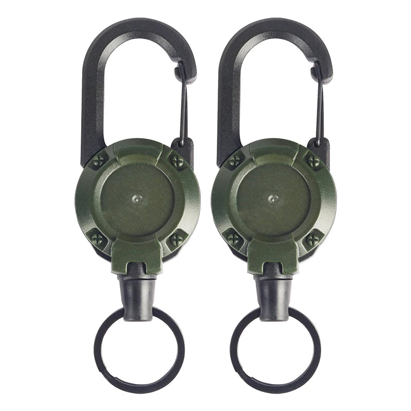 Outdoor Camping Tactics Easy To Pull Buckle Telescopic Buckle Wire Rope Multi-function Key Chain Rebound Anti-loss Rope