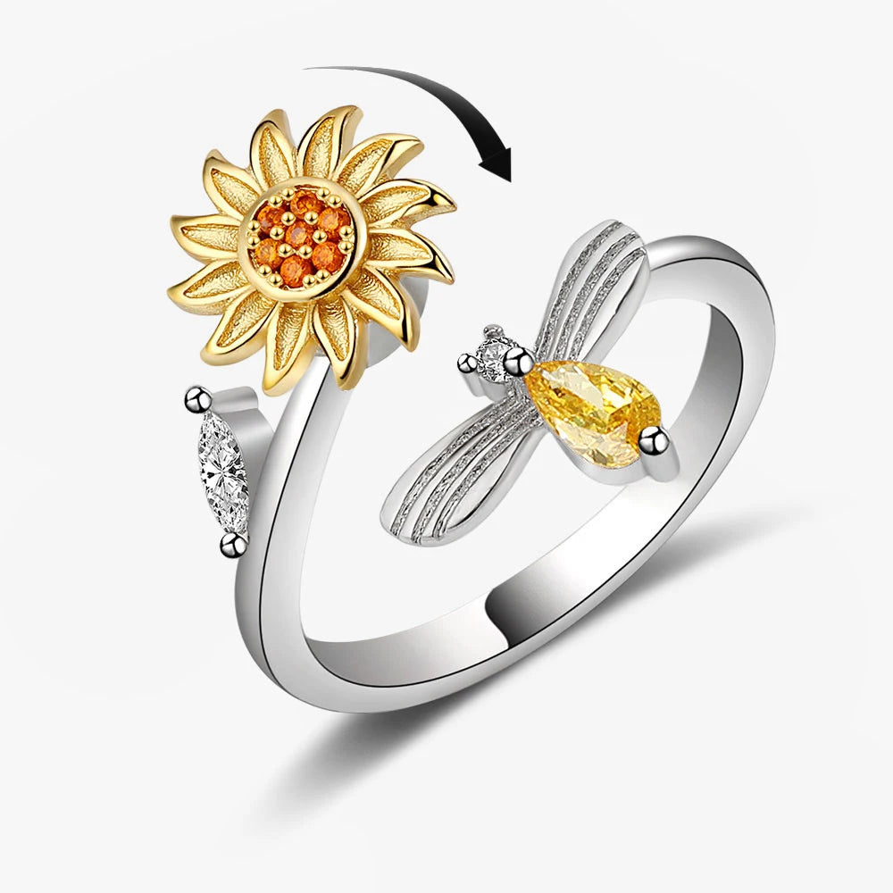 Personalized, versatile, rotatable, adjustable to relieve anxiety and stress, Sun Star Moon Ring