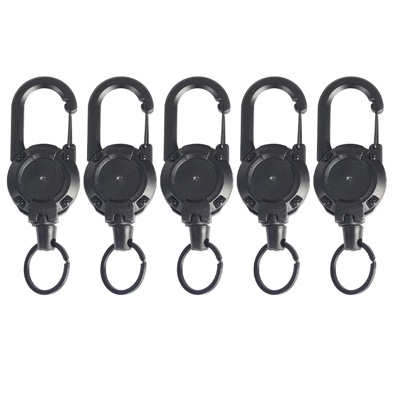 Outdoor Camping Tactics Easy To Pull Buckle Telescopic Buckle Wire Rope Multi-function Key Chain Rebound Anti-loss Rope