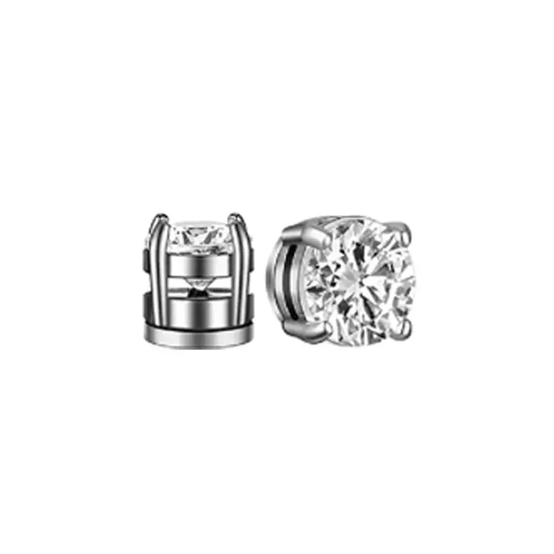 1-10 pairs of men's fashionable ear hole free magnet zircon stainless steel false earring set