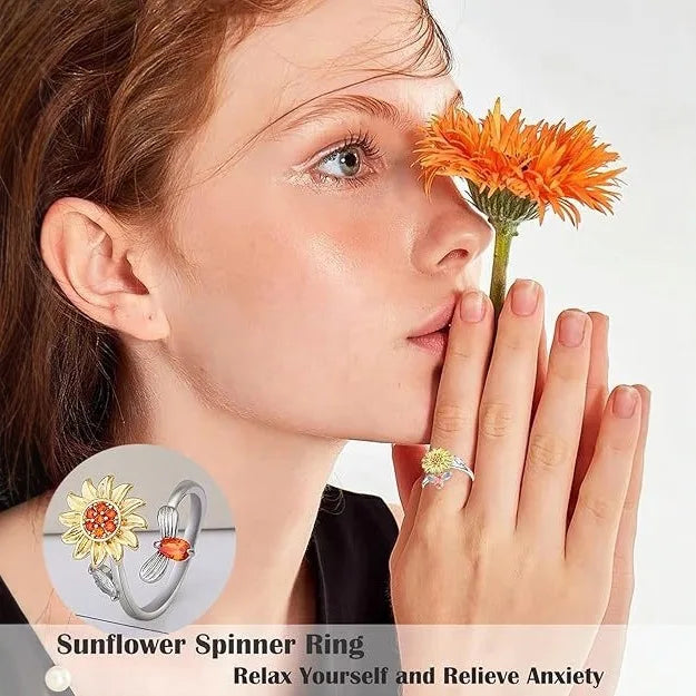Personalized, versatile, rotatable, adjustable to relieve anxiety and stress, Sun Star Moon Ring