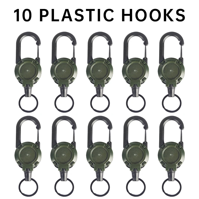 Outdoor Camping Tactics Easy To Pull Buckle Telescopic Buckle Wire Rope Multi-function Key Chain Rebound Anti-loss Rope