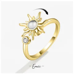 Personalized, versatile, rotatable, adjustable to relieve anxiety and stress, Sun Star Moon Ring