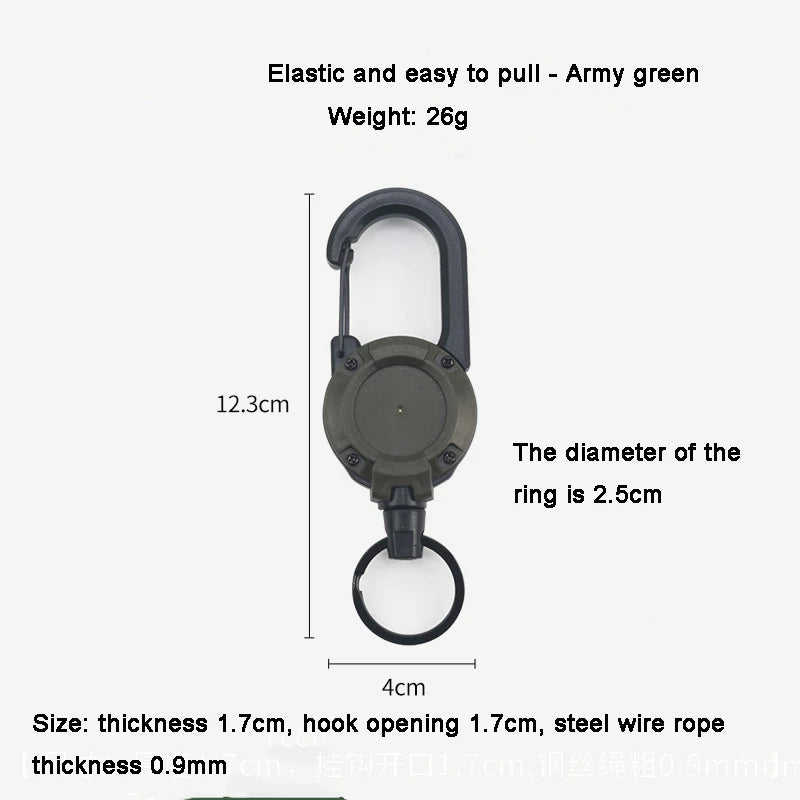 Outdoor Camping Tactics Easy To Pull Buckle Telescopic Buckle Wire Rope Multi-function Key Chain Rebound Anti-loss Rope