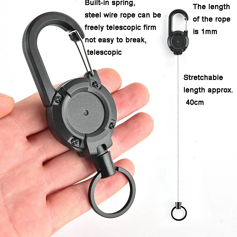 Outdoor Camping Tactics Easy To Pull Buckle Telescopic Buckle Wire Rope Multi-function Key Chain Rebound Anti-loss Rope